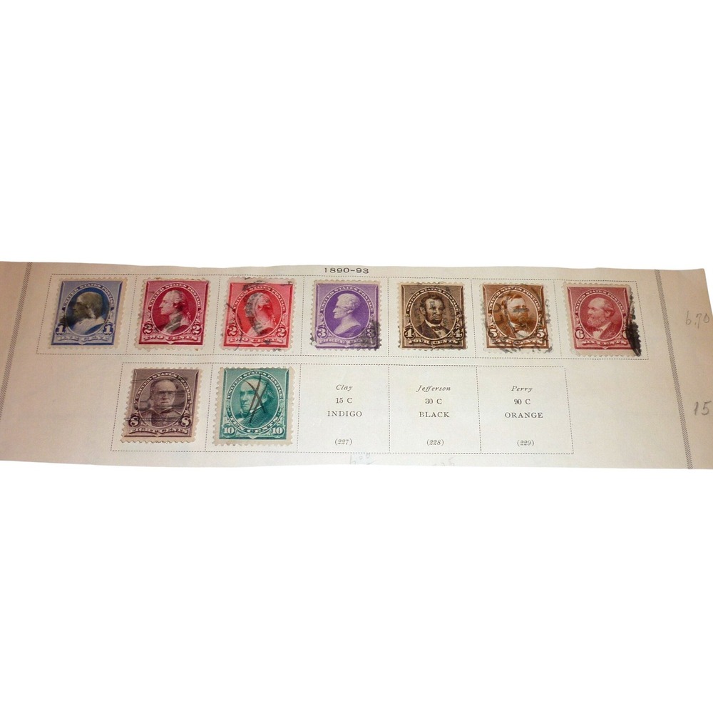 Vintage 1890-93 US Postage Stamp Collection Franklin Washington Lincoln 1c-10c